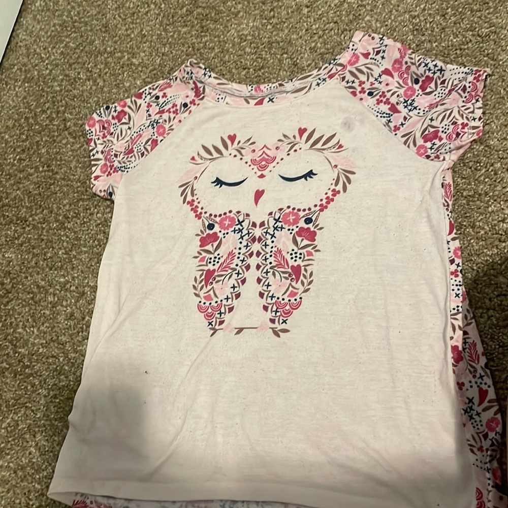 Flower owl pajama set girls